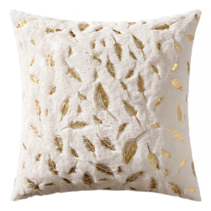 Fashionable Simple Short Plush Bronzing Feather Home Sofa Cushion Cover