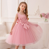 Kids Toddler Big Girls Casual Cute Party Mesh Bow Sleeveless Round Neck Tutu Princess Dress