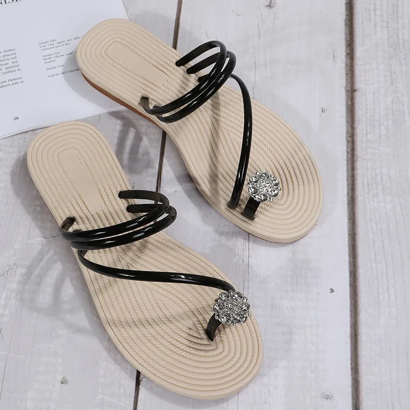 Women Sexy Floral Rhinestone Flip Flops Shoes