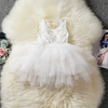 Kids Toddler Girls Fashion Party Cute Sweet Color Crochet Hollow Out Lace Pleated Sleeveless Mesh Party Tutu Dress