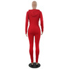 Solid Color Hooded Zipper Long-Sleeve Slim Jumpsuits