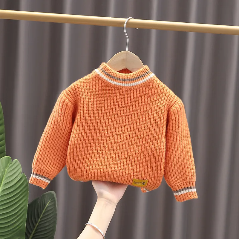 Kids Toddler Girls Boys Autumn Winter Fashion Casual Simple Solid Color Round Neck Sweater