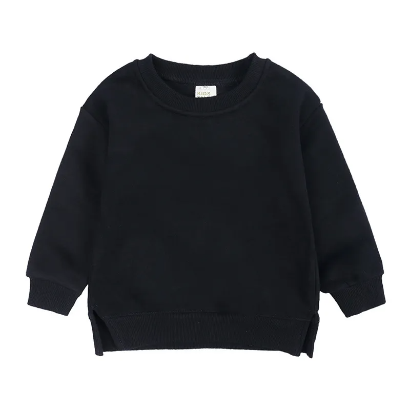 Baby Children Kids Girls Boys Solid Color Long Sleeves Sweatshirt