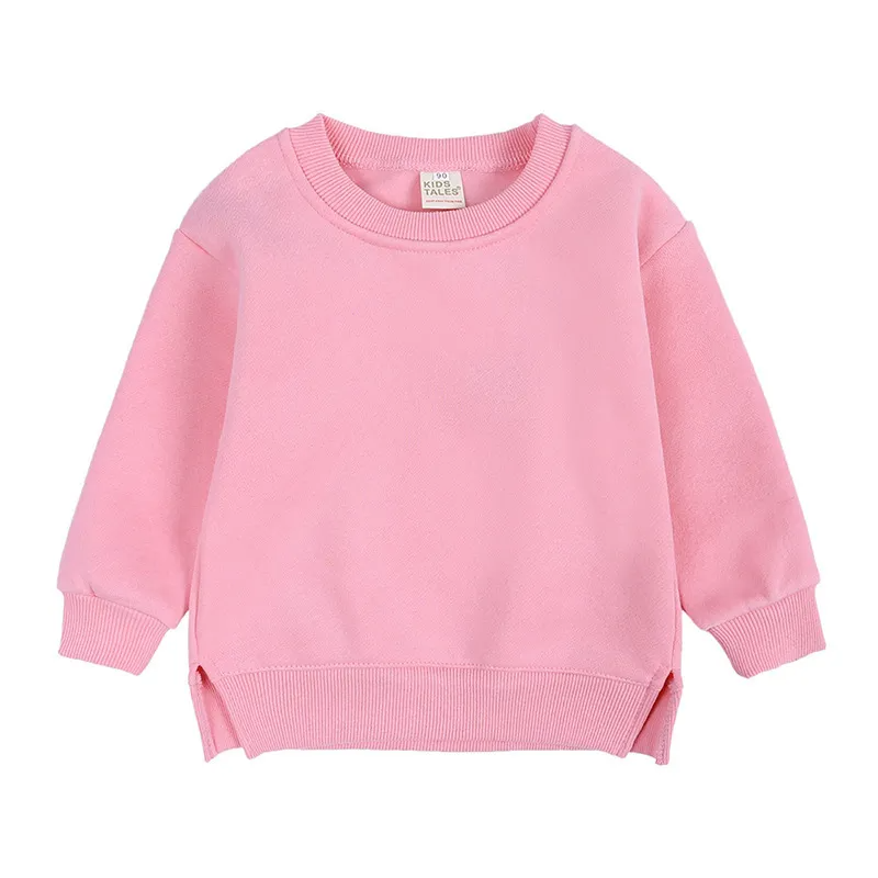 Baby Children Kids Girls Boys Solid Color Long Sleeves Sweatshirt