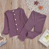 Baby Rib-Knit Long Sleeve Sleepwear Tops Pants Set