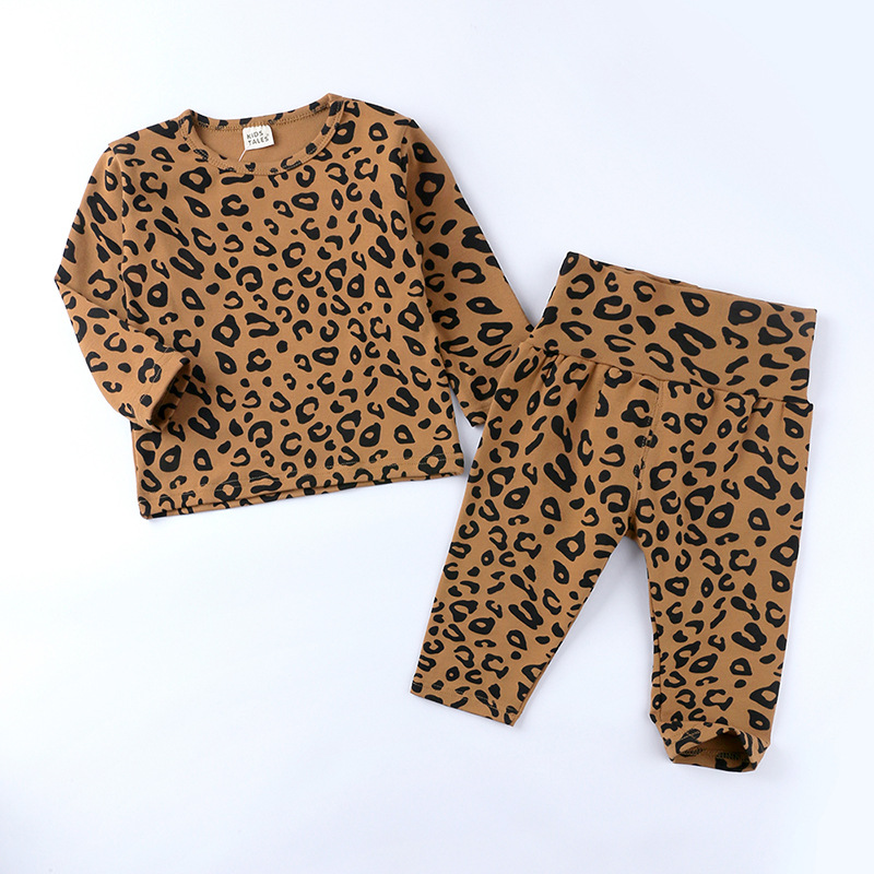 Baby Leopard Print Warm High Waist Long Sleeve Set