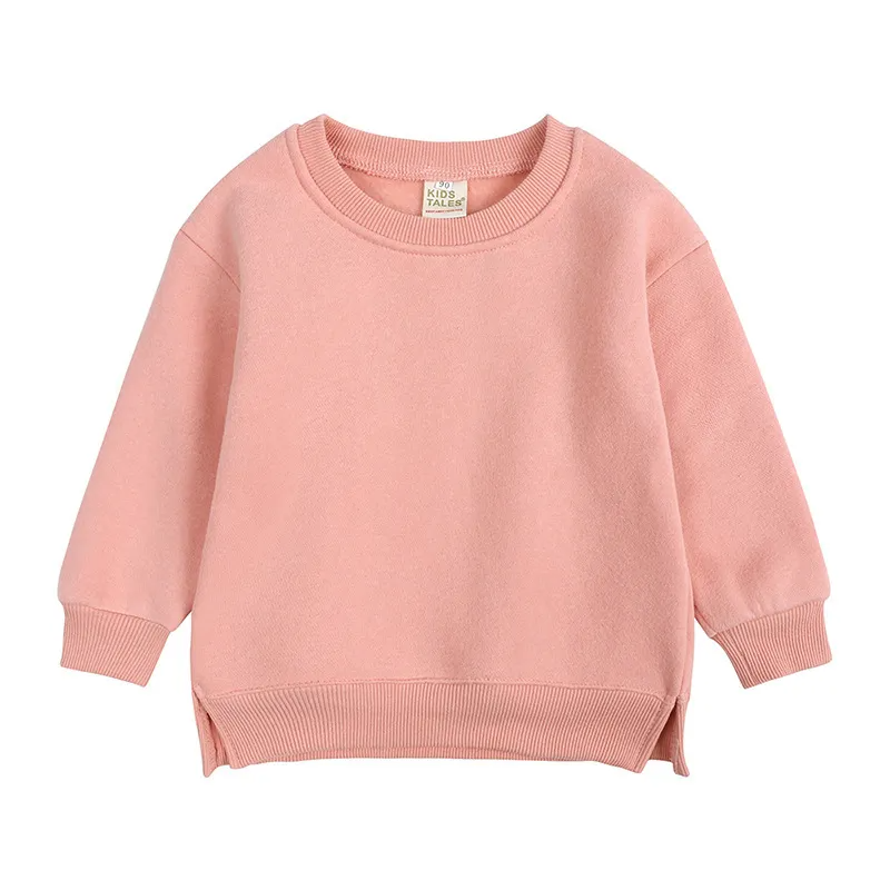 Baby Children Kids Girls Boys Solid Color Long Sleeves Sweatshirt
