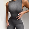 Women Solid Color Sleeveless Trousers Sports Half Turtleneck Casual Jumpsuit