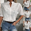 Summer Women Fashion V-Neck Embroidered Lace Shirt Top