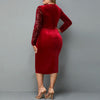 Women Elegant Sequins Patchwork Plus Size Bodycon Dress