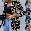 Fashion Women Office Autumn Winter Solid Color Plaid Long-Sleeved Lapel Blazer