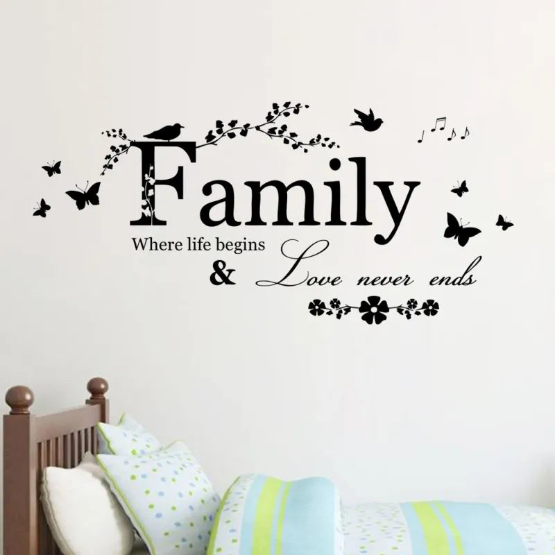 Simple English Family Living Room Bedroom Wall Decorative Sticker (2 Stickers)