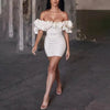 Women Sexy Solid Color Off-Shoulder Party Dress