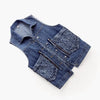 Women Fashion Alphabet Print Lapel Denim Vest