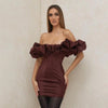 Women Sexy Solid Color Off-Shoulder Party Dress