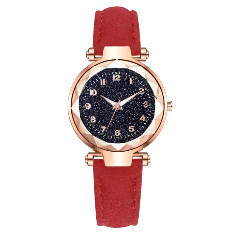 Buy 1 Get 1 Women Chic Star Pattern Dial PU Band Quartz Watch