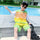 Kids Big Boys Summer Fashion Casual Letter Gradient Round Neck Top Fake Two-Piece Shorts Set