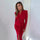 Simple Sexy Irregular Women Elegant Long-Sleeved Slit Solid Color Dress