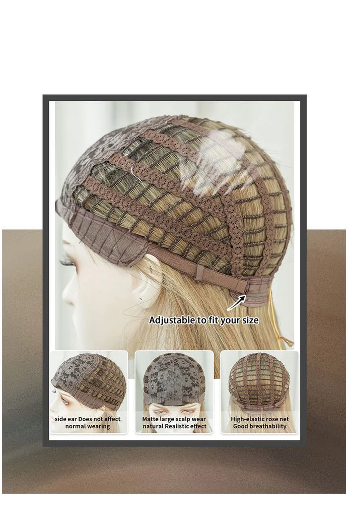 Women Gold Gradient Chemical Fiber Long Straight Wig