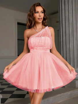 Women's Fashion Mesh Shoulder Backless Party Dress