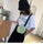 Women Rhombus Stitching Small Round Shape Belted PU Quilted Crossbody Bag