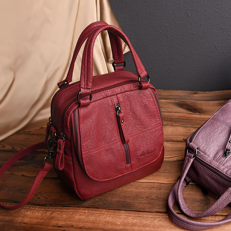 One-shoulder soft leather diagonal package