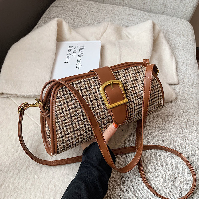 Fashion Lattice Children's Bag, Western Style Single Shoulder Messenger Bag