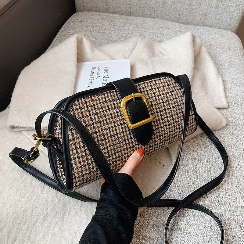 Fashion Lattice Children's Bag, Western Style Single Shoulder Messenger Bag