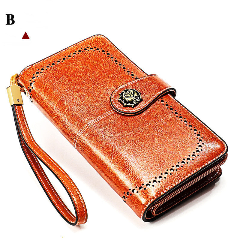 Ladies Wallet Long Cowhide Soft Leather