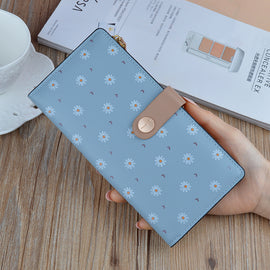New Style Women's Wallet Long Fashion Flower Soft Wallet Korean Student Zipper Buckle Multi-Card Pocket Thin Wallet