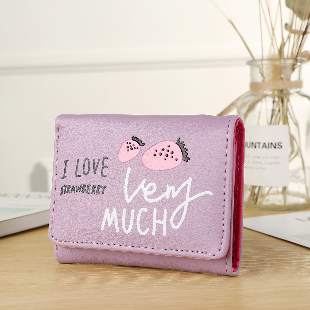 Cartoon Short Wallet Letter Embossed Tri-Fold Coin Purse Card Holder