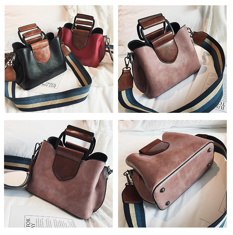 Oil wax leather bucket bag