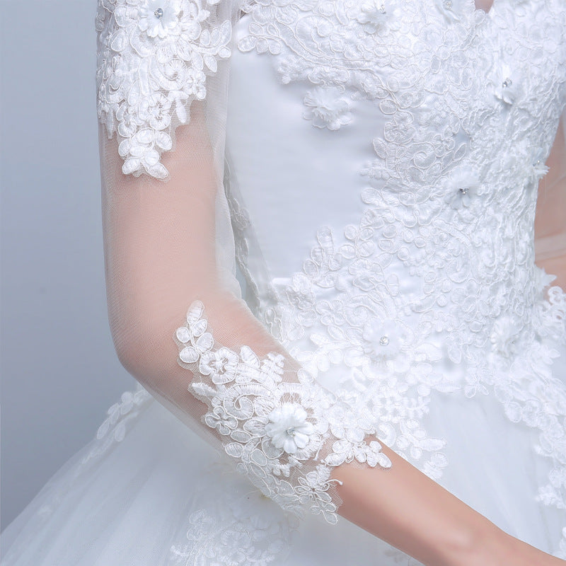 2021 new shoulders Slim Qi wedding bride married slim wedding dress
