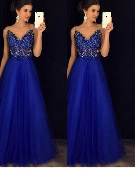 Dress Backless Beaded Ball Elegant Long Dress Blue Chiffon Dress Spot
