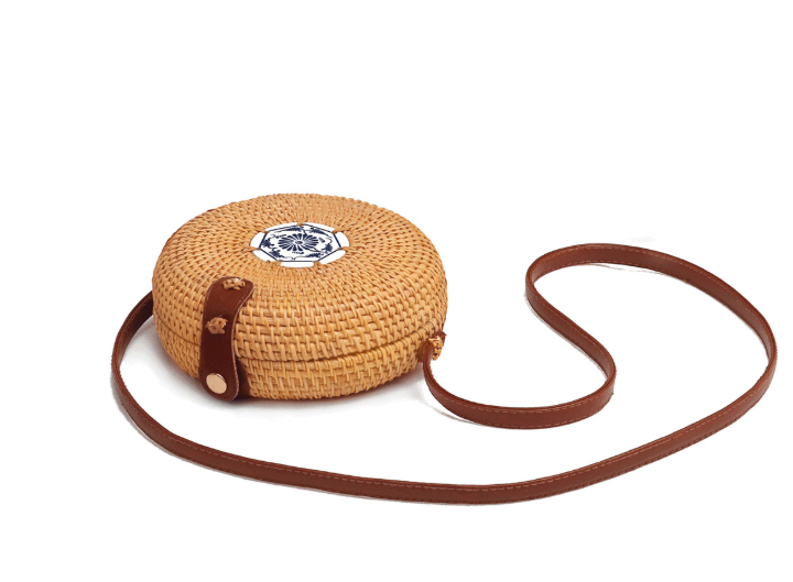 Hand-woven rattan bag