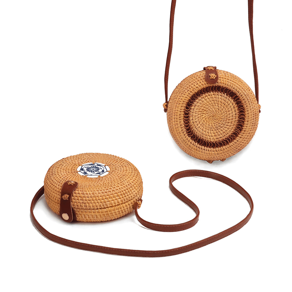 Hand-woven rattan bag