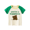 Kids Cute Cartoon Bear Pattern Round Neck Short Sleeve Basic T-Shirt
