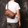 Men's Leather Large-capacity Frosted Cowhide Chest Bag