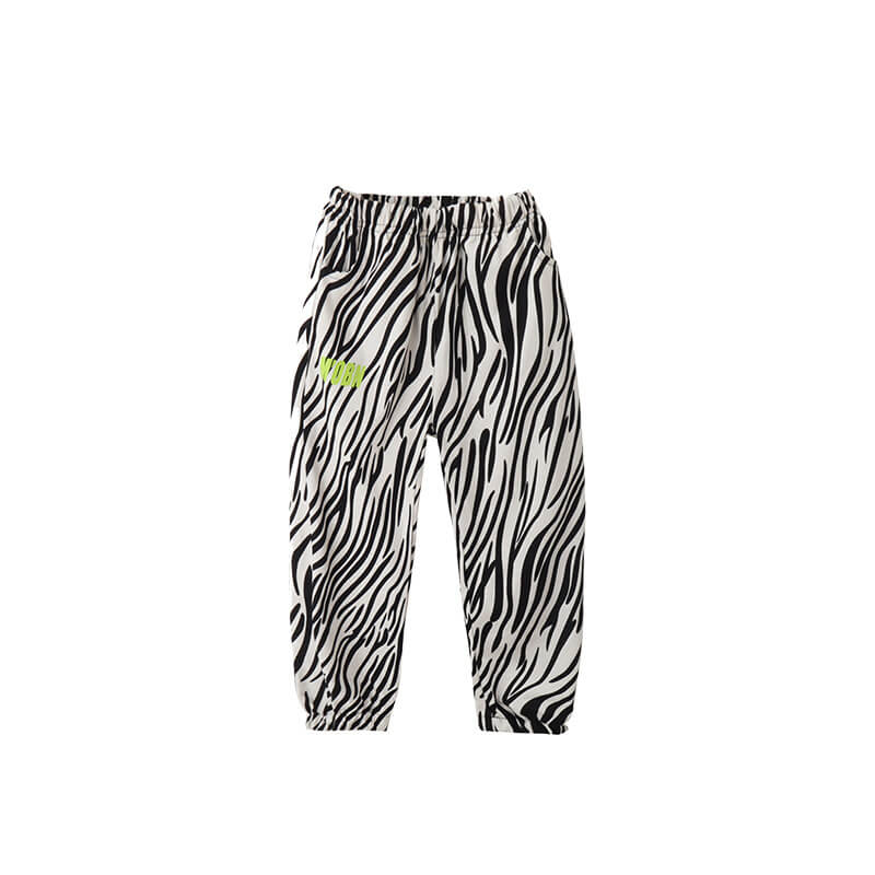 Kids Casual Letter Pattern Zebra Pants