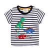 Kids Boys Cute Cartoon Dinosaur Stripe Round Neck Short Sleeve T-Shirt