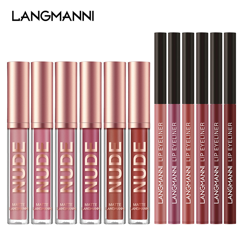 ( Buy 1 Get 2 ) Women'S Non-Stick Cup Makeup Lip Gloss Lip Liner Combination 12Pcs/Set
