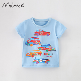 Children Kids Baby Fashion Boys Short Sleeve Cartoon Car Print T-Shirt