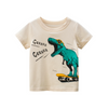 Boys Basic Cartoon Dinosaur Letter Round Neck Short-Sleeved T-Shirt