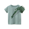 Boys Basic Round Neck Short-Sleeved Cartoon Crocodile Pattern T-Shirt