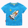 Boys Basic Round Neck Short Sleeve Cartoon Rocket Pattern T-Shirt