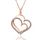 Double Heart Rose Gold Plated Copper Women Fashion Necklace