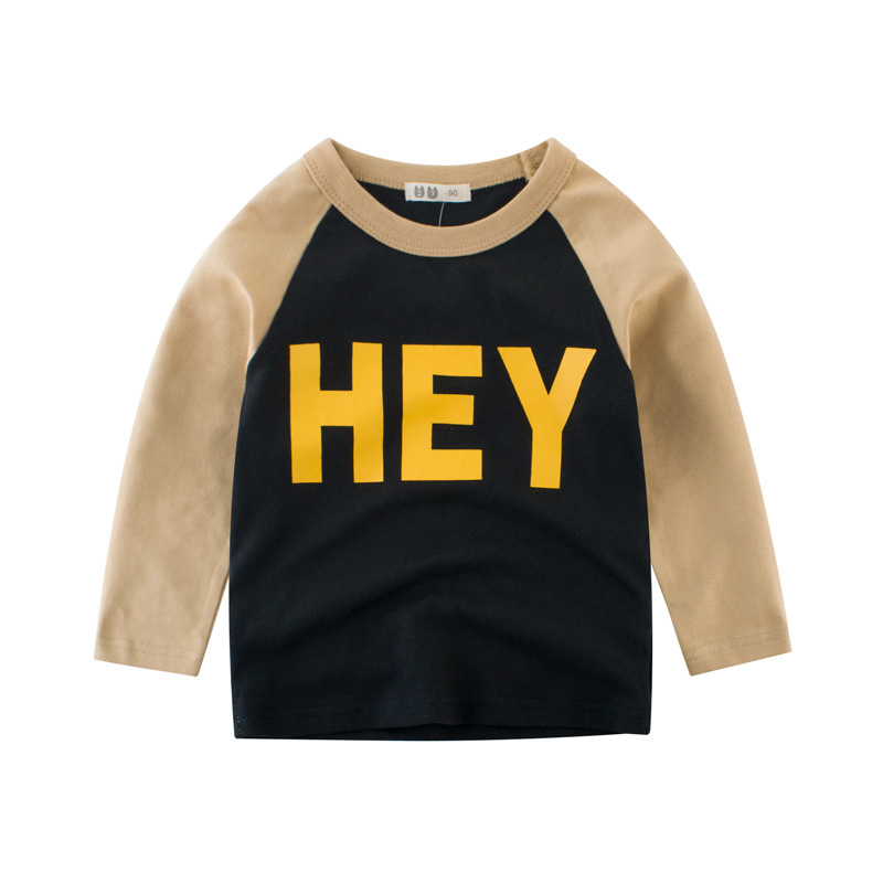 Boys New Letters Print Color Matching Boy Long-Sleeved T-Shirt
