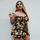 Women Plus Size Vacation Floral Printed Split Boxer Swimsuit