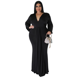 Fashion Plus Size Women'S V-Neck Dress