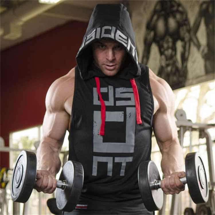 Men Casual Sports Sleeveless Hooded Slim Vest